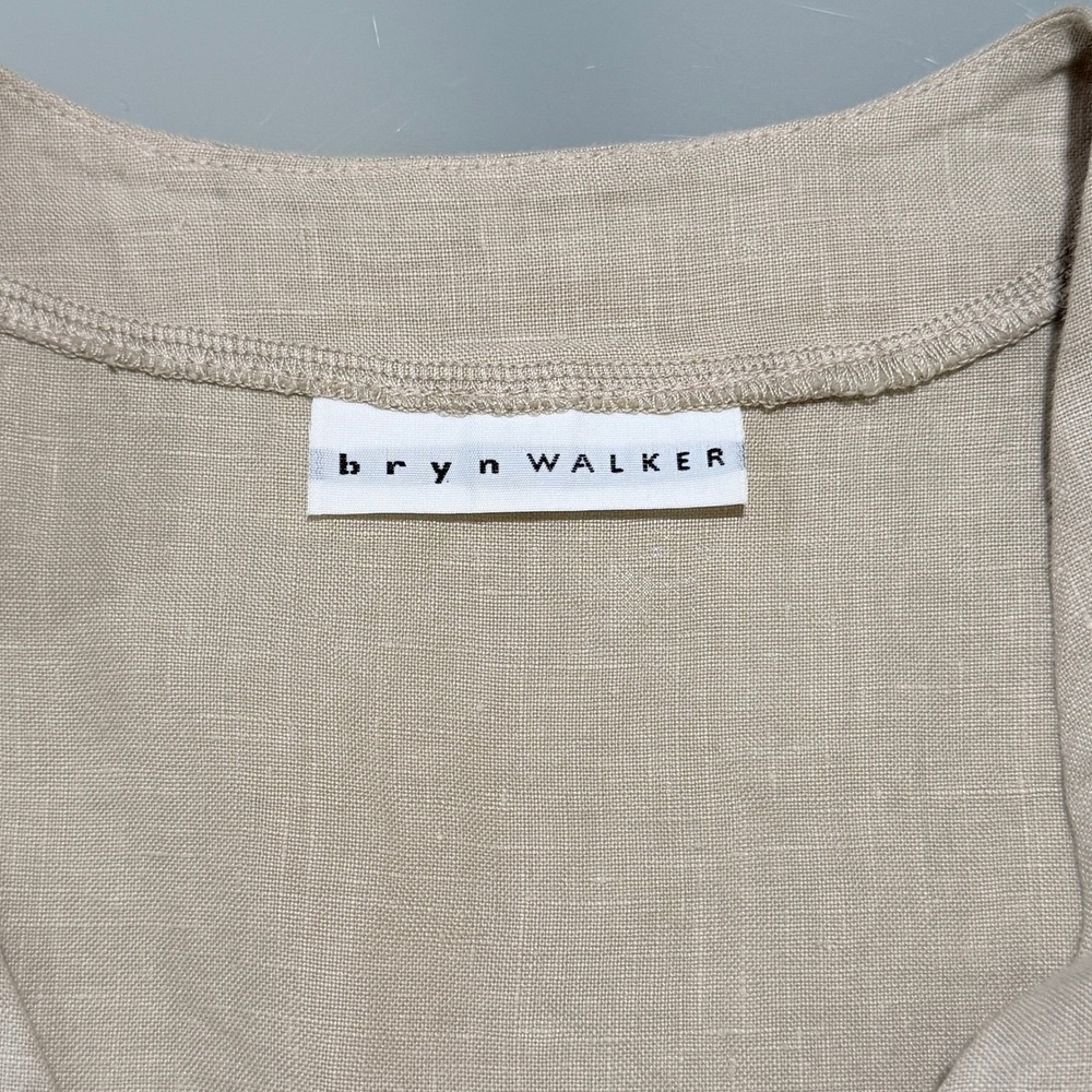 bryn Walker Natural Linen Tie-Front Cropped Cardigan - Picture 3 of 7
